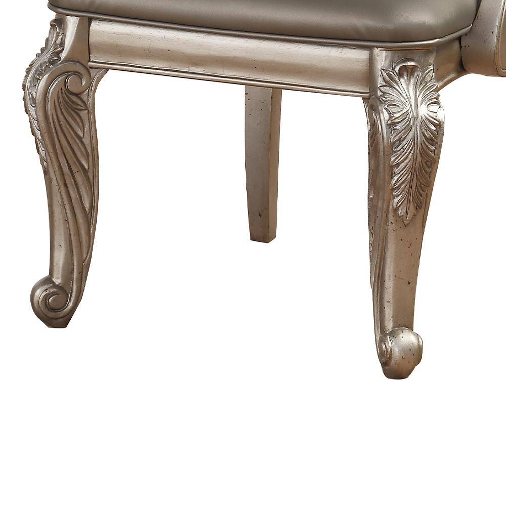 Northville 24" Gray Faux Leather and Wood Antique Arm Chair
