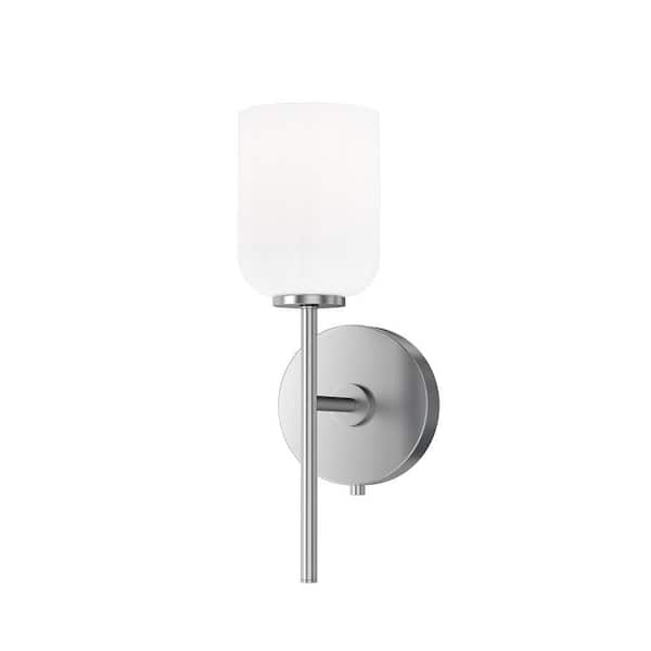 Parkmont 5 in. Plug and Play 1-Light Brushed Nickel Wall Sconce with SkyPlug