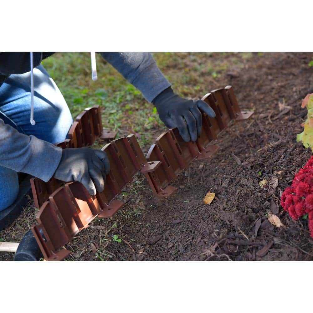 Brown Decorative Adirondack No-Dig Plastic Landscape Edging Kit, 60 ft