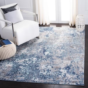 Aston Navy/Gray 3 ft. x 3 ft. Distressed Geometric Square Area Rug