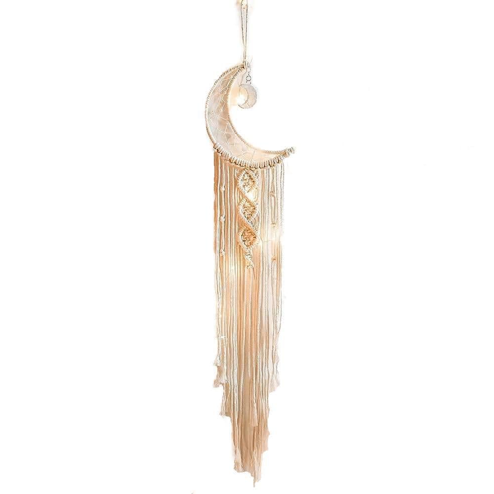 White 39.3 in. x 0.95 in. Macrame Woven Wool Hand Wall Hanging, Crochet Cre