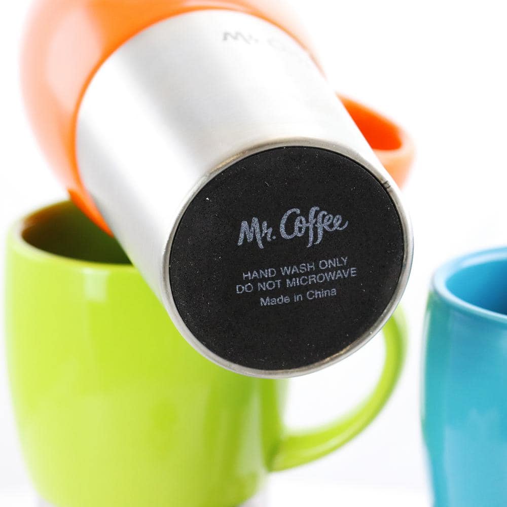 Colorful Stainless Steel and Ceramic Travel Mug Set with Suction Lid