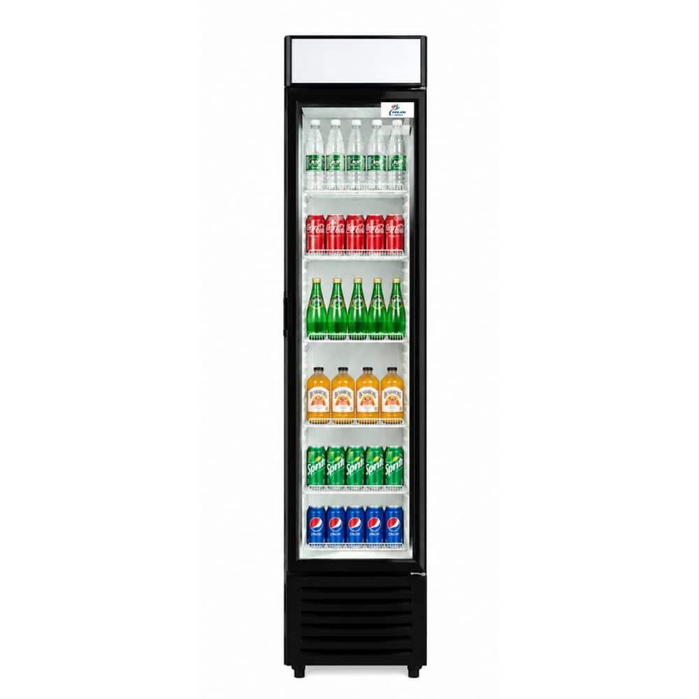 15 in. 6 cu. ft. Narrow Slim Commercial Glass Door Display Refrigerator in Black