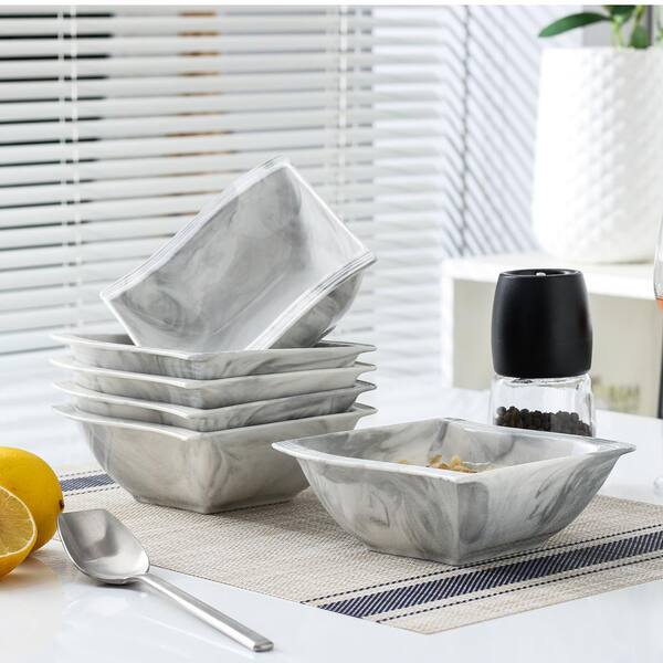 MALACASA Flora 18-Piece Marble Grey Porcelain Dinnerware Set with 6-Dessert  Plates,6-Cups and 6-Saucer (Service For 6) FLORA-18-GREY - The Home Depot