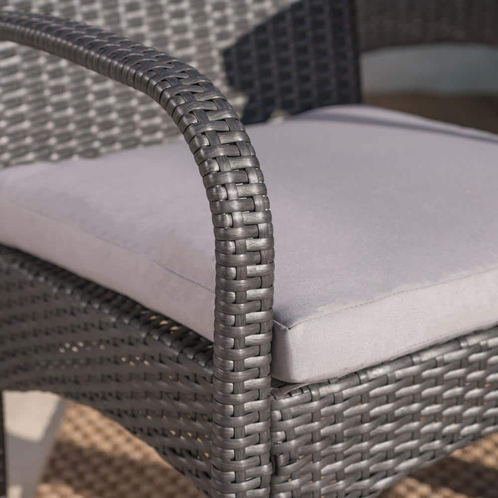 Grey 9-Piece Outdoor Wicker Dining Set with Cushions