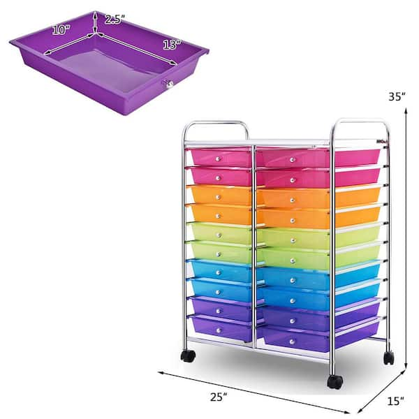 Bunpeony 20-Drawers Multicolor Rolling Storage Kitchen Cart