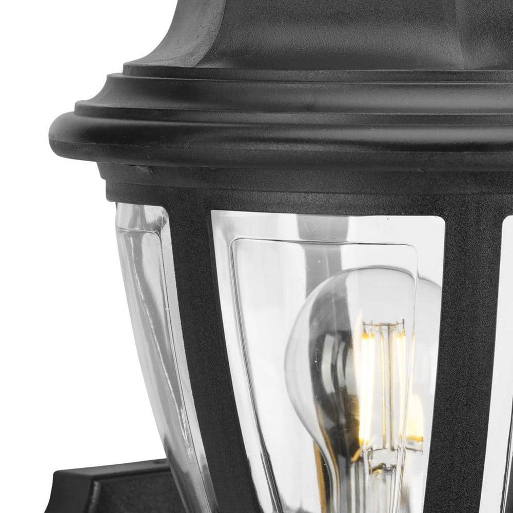 Black Porcelain 16" Outdoor Wall Lantern with Clear Acrylic Panels