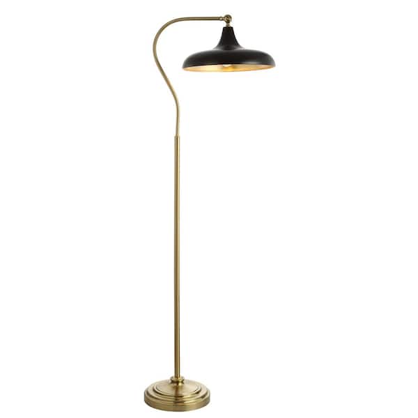 Stefan 68 In Brass Gold Arc Floor Lamp, Gold Floor Lamp With Black Shade