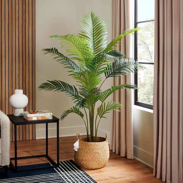 StyleWell 6ft Faux Areca Palm Tree in White Pot