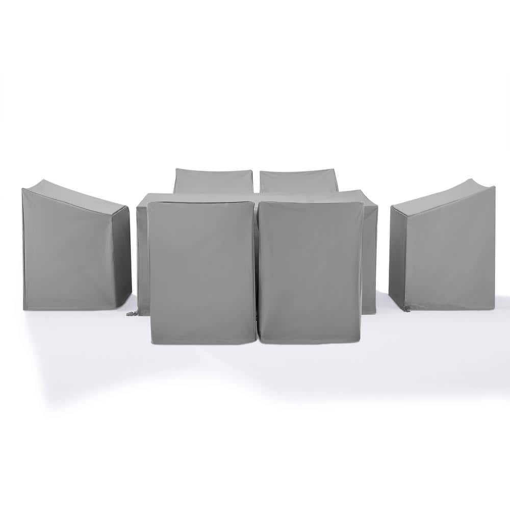 Gray Heavy Gauge Vinyl 7-Piece Outdoor Furniture Cover Set