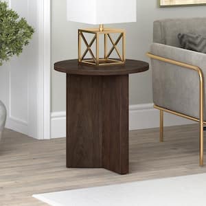 Anders 20 in. Alder Brown Round MDF Top End Table