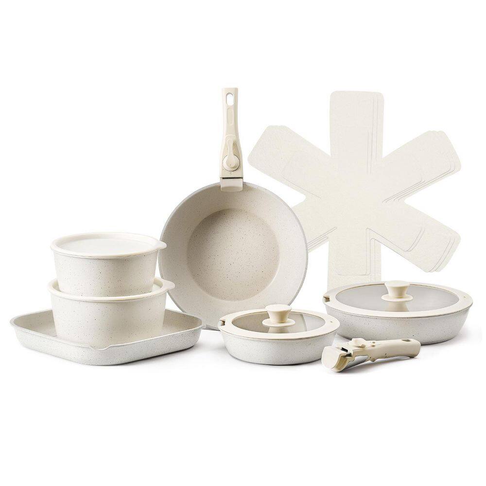 17 Piece Pots and Pans Set Nonstick, Detachable Handle Cookware, Space Saving Induction cookware set