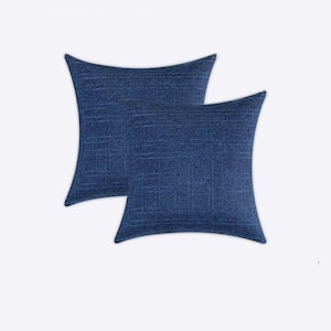 24 in. x 24 in. Outdoor Waterproof Pillow Covers Throw Pillow (Pack of 2),Blue