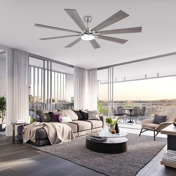 72 in. Indoor Integrated LED Sand Nickel DC Motor Ceiling Fan with Light and Remote Control