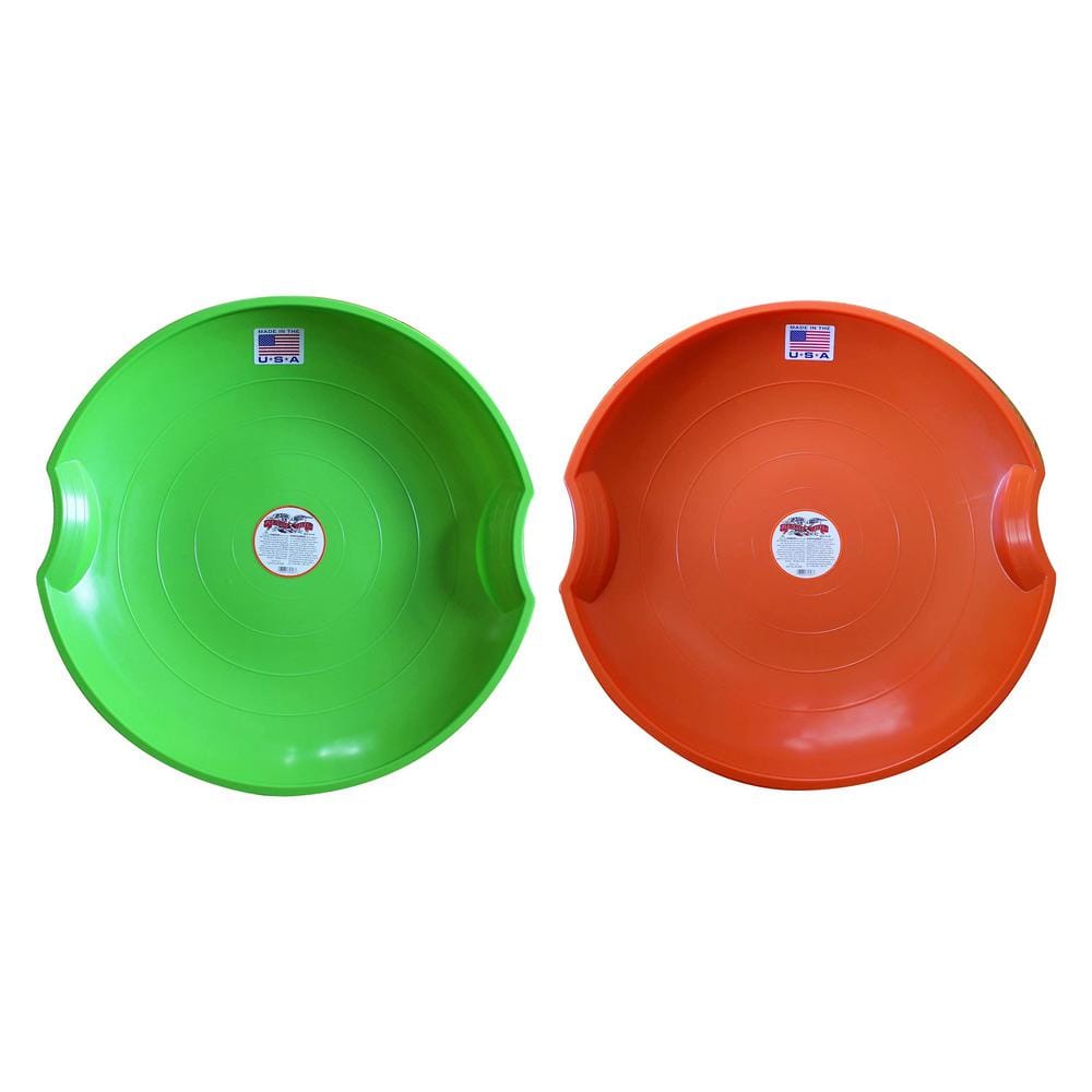 26 in. Flexible Flyer Flying Saucer Snow Sled Combo Pack, Green/Orange