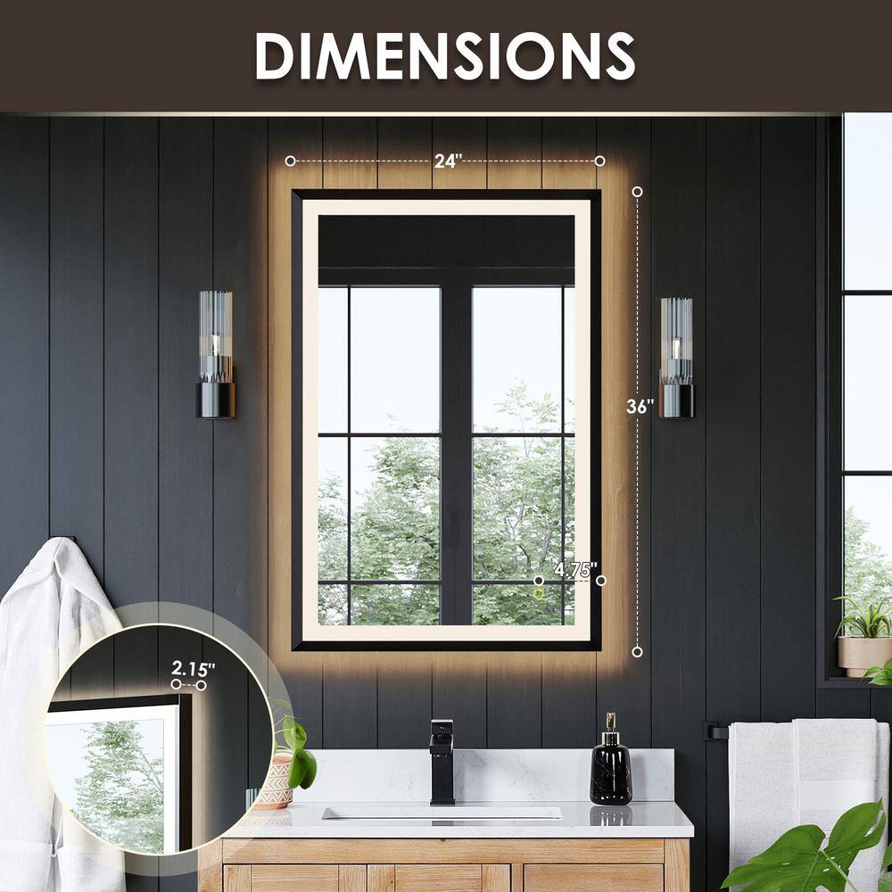 Apollo Gold Rectangular LED Vanity Mirror with Anti-Fog