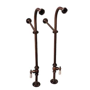 1/2 in. x 1 ft. Brass Freestanding Bath Supplies with Stops Porcelain Lever Handles in Oil Rubbed Bronze