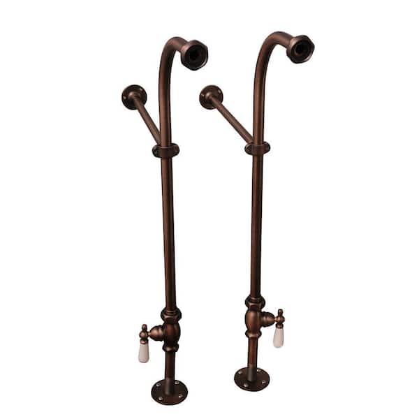 Barclay Products 1/2 in. x 1 ft. Brass Freestanding Bath Supplies with Stops Porcelain Lever Handles in Oil Rubbed Bronze