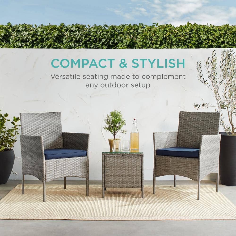 Brown and Tan Wicker 3-Piece Outdoor Patio Bistro Set