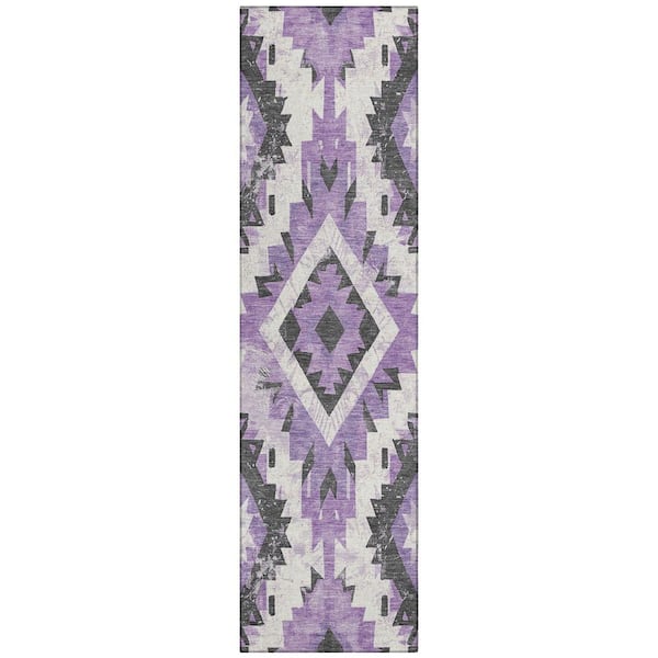 Chantille Machine Washable Indoor/Outdoor Abstract ACN1878 Purple 2 ft. 3 in. x 7 ft. 6 in. Runner Rug