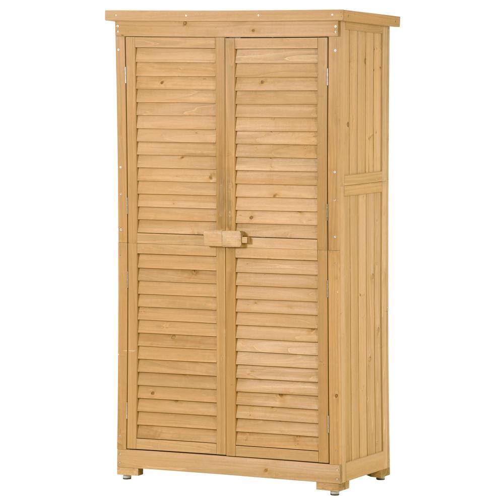 2.5 ft. W x 1.5 ft. D Wooden Garden Shed 3-Tier Patio Storage Cabinet Outdo