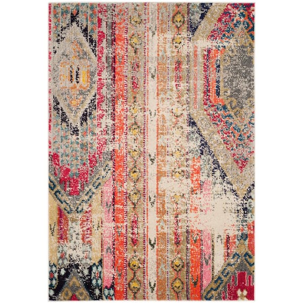SAFAVIEH Monaco Light Gray/Multi 4 ft. x 6 ft. Distressed Area Rug