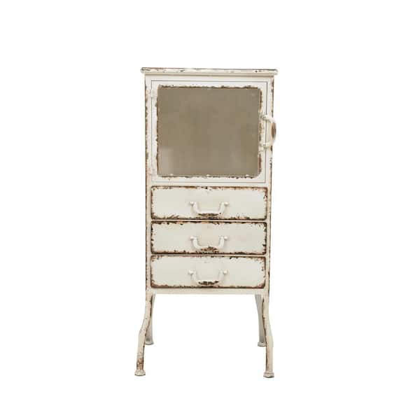 Storied Home White Metal Cabinet with 3-Drawers