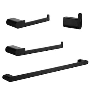 4-Piece Bath Hardware Set with Mounting Hardware Included in Matte Black