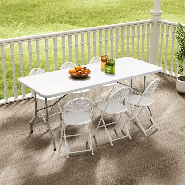 MoNiBloom Gray Frame White Plastic Tabletop Rectangle Foldable