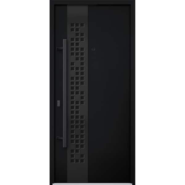 VDOMDOORS 6078 36 in. x 80 in. Right-hand/Inswing Black Enamel Steel Prehung Front Door with Hardware