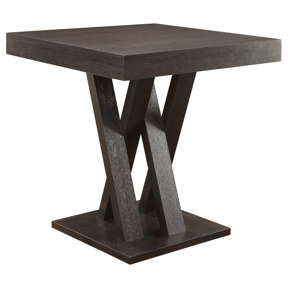 Modern Cappuccino Square Counter-Height Dining Table with Crisscross Base
