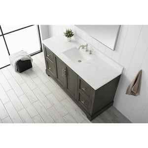 Chambery 60 in. W x 22 in. D x 34.5 in. H Bathroom Vanity in Silver Grey with Engineered Marble Top