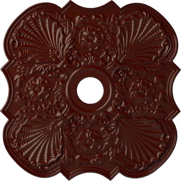 Ekena Millwork 1-3/8" x 29" x 29" Polyurethane Flower Ceiling, Brushed Mahogany