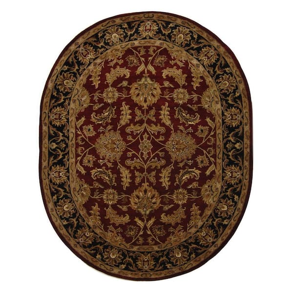 SAFAVIEH Heritage Red/Black 5 ft. x 8 ft. Oval Border Area Rug HG628C