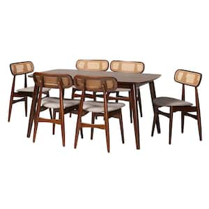 Tarana 7-Piece Grey and Walnut Brown Dining Set