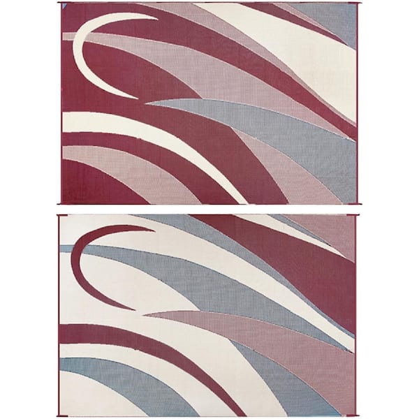 8 ft. x 20 ft. Reversible Mat in Graphic Burgundy/Beige