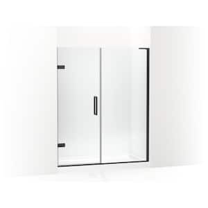 Composed 58-59 in. W x 72 in. H Pivot Frameless Shower Door in Matte Black with Crystal Clear Glass