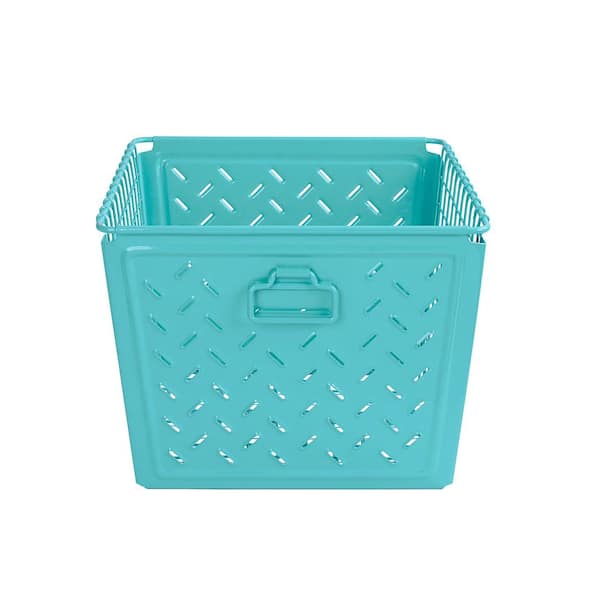 Perforated Bathroom Galvanized Metal Storage Basket, Toiletries Organizer  Bin