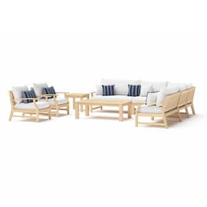 Kooper 9-Piece Wood Patio Conversation Set with Sunbrella Centered Ink Cushions