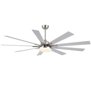 52 ft. Indoor Brushed Nickel Metal 120 V 118 RPM 2100 Lumen Industrial HVLS Ceiling Fan with Integrated LED