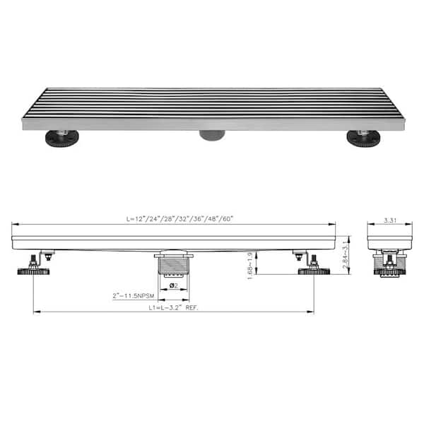 24 Carmen Outdoor Linear Shower Drain - Polished Stainless Steel | Signature Hardware 405001