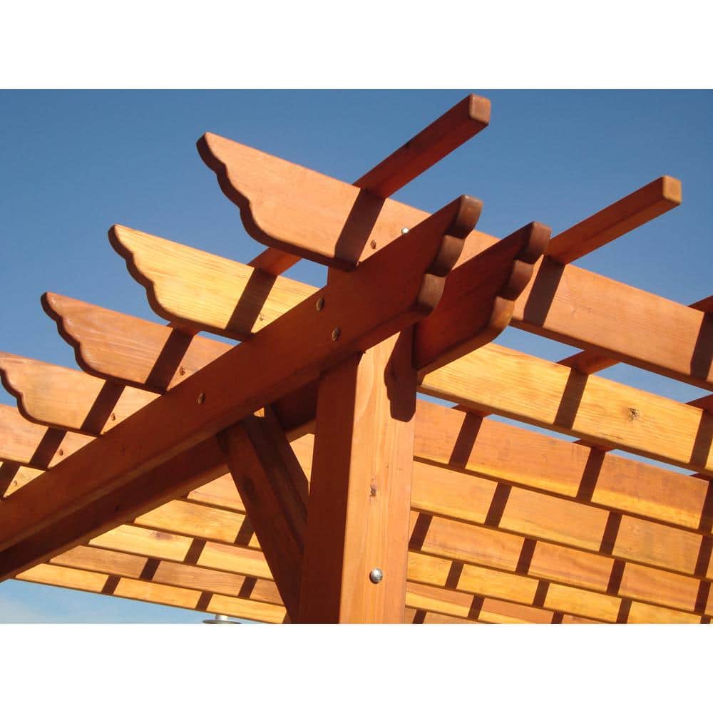 Best Redwood 18ft x 18ft Natural Wood Farmhouse Pergola