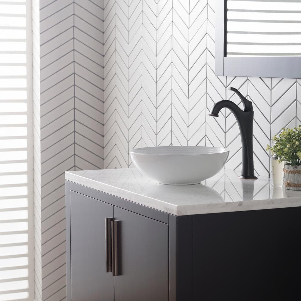Viva 13" Round White Ceramic Vessel Bathroom Sink