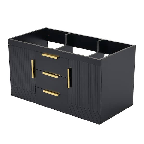 Tileon 35.5 in. W x 17.9 in. D x 19.3 in. H Floating Bath Vanity Cabinet without Top with 2 Doors and 2 Drawers in Black