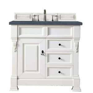 Brookfield 36 in. W x 23.5 in. D x 34.3 in. H Bath Vanity in Bright White with  Quartz Top in Charcoal Soapstone