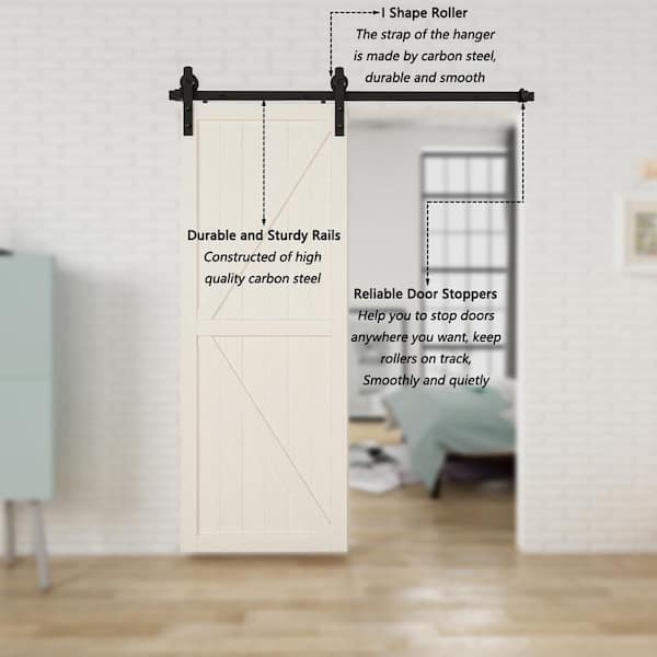 5 ft./60 in. Black Sliding Barn Door Track and Hardware Kit with I-Shape Hanger For Single Door 5 ft./60 in. Black Sliding Barn Door Track and Hardware Kit with I-Shape Hanger For Single Door