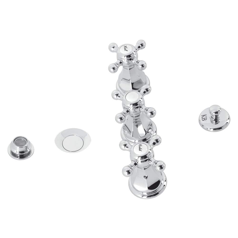 Polished Chrome Three-Handle Brass Bidet Faucet Set