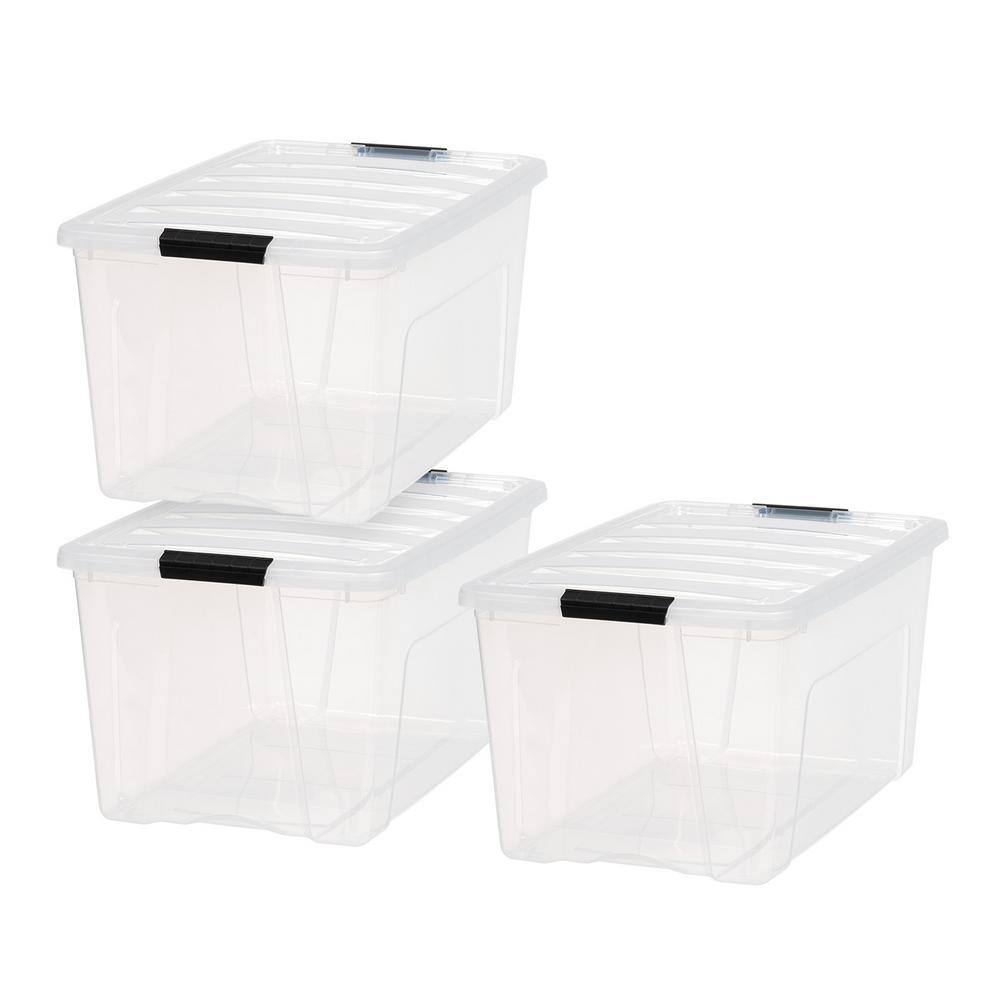 72 Qt. Clear Stack and Pull Box in Black Buckle (3-Pack)-580055 - The ...