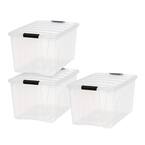 72 Qt. Clear Stack and Pull Box in Black Buckle (3-Pack)