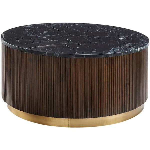 Livabliss Clark 17 in. Brown/Black Rectangle Wood Coffee Table